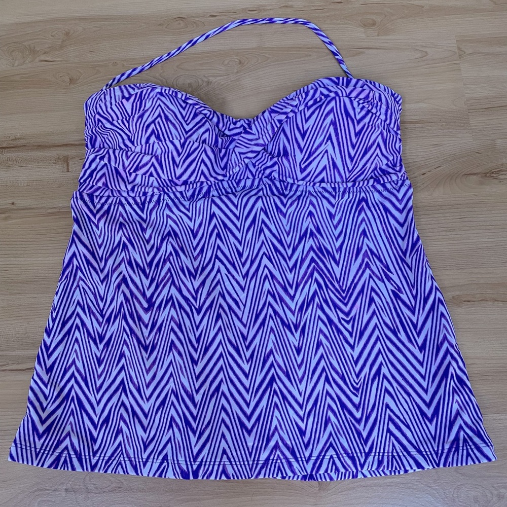 Halter Swim Top in Purple Zebra Print | Size L